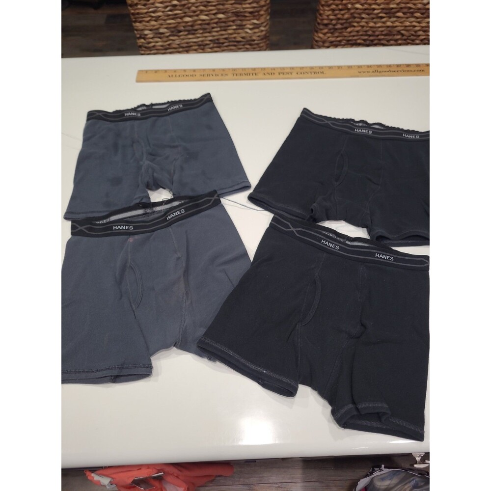 Set Of 4 Hanes boxer Brief Short Black Amd Grey Size Medium Used B26